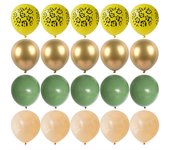 20Pcs Jungle Animal Theme Retro Green Gold White Latex Balloons Wedding Baby Shower Birthday Party Decoration Supplies