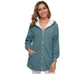 Women's Hooded Zippered Lamb Fleece Jacket Wool Sweater