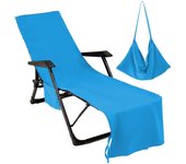 Sun Lounger Towel Large in Bag with Pockets Storage, Travel Lightweight Sunbed Pool Beach Spa Holiday Microfiber Quick Dry Absorbent Bath