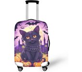 Halloween Luggage Cover Universal Fit Travel Suitcase Cover for Luggage Black Cat Pumpkin Bat Halloween Decorate Luggage Covers Spandex Suitcase Covers Protector with Zipper