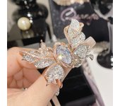 Xiang Tai Butterfly Micro-modified Heavy-duty Set Real Gold-plated Micro-inlaid Simulated Diamond Cuic Rich Lady All-match Ring