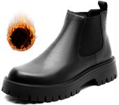 Cuero Chelsea británico Botas de hombre Botas de cuero de caña alta de lana Botas versátiles de moda