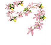 Spring Artificial Lemon Cherry Blossoms Vine Lifelike with Greenery Leaves Artificial Lemon Garland Elegant Faux Fruit Vine