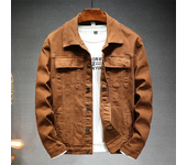 Chaquetas vaqueras de otoño para hombre, chaqueta vaquera ajustada elástica de algodón a la moda, abrigos a la moda con cuello vuelto, ropa informal Vintage para hombre