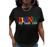 Graphic Tee - Casual Crew Neck, Short Sleeve, Machine Washable for Women
