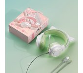 Original Wired Headphones Colorful Ambient Light Cute Cat Gift  With Microphone 360°Stereo Surround Music Gaming Headset