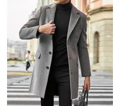 Chaqueta De Lana Para Hombre Estilo Británico Casual Otoño Invierno Manga Larga Cremallera Frontal Manga Completa Poliéster Alineado