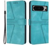 For Google Pixel 8 Pro Leather Case Triangle Imprinted Solid Color Phone Cover