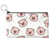 Cute Pig Pattern Purses Small Fresh Canvas Wallet Lady Earphone Coin Key Money Storage Bag Zipper Pouch