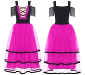 Vestido español mujer, vestidos baile Flamenco, mangas frías, vestido largo tul con bloques Color para bailar, disfraz fiesta