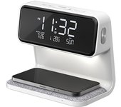 15W Wireless Charger Lámpara de cabecera Reloj digital, reloj despertador de tres velocidades de atenuación cálida luz de la noche Calendario inteligente atmosférica Lámpara de mesa Regalo para cumpleaños / Navidad / Familia / Amigos