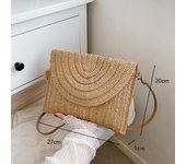 Round Straw Beach Bag Vintage Handmade Woven Shoulder Bag Raffia Circle Rattan Bags Bohemian Summer Vacation Casual Bags