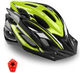 Bicicleta Adulto con Luz LED Casco de Bicicleta con Visera Extraíble Casco MTB Hombre Mujer Casco Bici Casco Ciclismo Montaña Casco para Bicicleta Ultraligero Tamaño Ajustable 57-62cm
