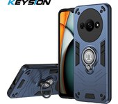 KEYSION Shockproof Armor Case for Redmi A3 Camera Lens Protection Ring Stand Phone Back Cover for for Xiaomi POCO C61