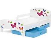 Cama Infantil de Madera - Zoo - Marco de Cama, Colchón y Cajón, robustro Cómodo Dormitorio Impresa, Muebles para Niños, Espacio para Dormir: 140/70 cm