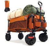 Carro Playa Ruedas Grandes, Carrito Plegable Transporte para Jardín Playa Campaña Compra al Aire Libre, Carreta con Bolsa de Cubierta Mango Ajustable hasta 100kg