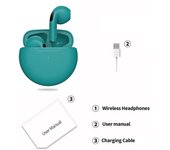 Wireless Pro 6 TWS, Headphones with Bluetooth, Mini, Stereo, Hifi, Music, Sports, Touch Control, for iPhone Air, Android,