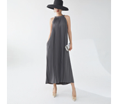 Elegante Vestido Largo con Correas Talla Grande, Ajuste Suelto, Ple pleats, Elástico, 45-90kg