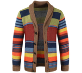 Suéter hombre, chaqueta abierta a rayas, otoño-invierno