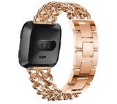 Suitable for Fitbit Versa Lite/Versa2 double row denim solid zinc alloy stainless steel chain strap