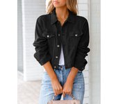 Short Denim Jacket Long Sleeve Denim Slimming Cardigan Suit Pocket Coat Top V