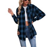 Women's casual top, fashionable shirt, , loose checkered shirt
