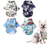 4 piezas de camisas de verano para mascotas, perro, gato, estilo hawaiano, camisetas con estampado de árbol de coco floral, para
