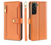 Magnético Multifuncional Moda Cremallera Funda de Cuero Solapa Galaxy S22+ Plus, Cuerda Colgante Funda protectora