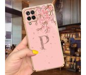 Samsung Galaxy A12 Case Cover Black Luxury Plating Square Frame Latters ABC Back Shell For Samsung A12 A 12 Soft TPU Shockproof