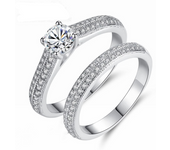 Couple Rings For Women and Men Silver Color 2pcs Stackable Set Fashion Accessories Party Wedding Engagement Jewelry