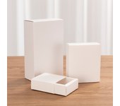 5Pcs Packing Box Transparent PVC Window White Cardboard Display Gift Box Party Wedding Jewelry Chocolate Cookie Candy Cake Box