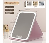 Espejo de maquillaje con luz LED, espejo de maquillaje, espejo de mesa giratorio, plegable y ajustable de 180°, adecuado para sala de estar, salón de belleza, SPA y hotel, espejo de maquillaje portátil
