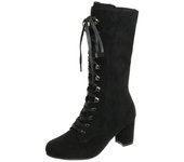 Botas de mujer de otoño e invierno Botas medianas con cordones delanteros de cabeza redonda de tacón medio