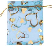 25pcs/lot Bag Organza Colorful Hot Gold Color Heart Print Gifts Pouches Wedding Christmas Party Candy Jewelry Packing