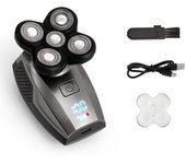 Maquinilla de afeitar eléctrica cinco en uno con pantalla digital, multifunción, recargable de 5 cabezales, para lavar todo el cuerpo, máquina de cabeza calva