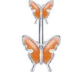 ZS 1 PC Colorful Butterfly Pendant Belly Button Ring Rhinestone Long Drop Pendant Belly Rings 14G Navel Barball Piercing Jewelry