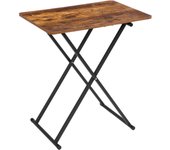 Mesa Auxiliar Plegable, Altura Ajustable, Mesa Lateral para Sofá, 60 × 40 × 60 cm, Escritorio para Portátil, Plegable Mesa de TV, Fácil Almacenamiento Estructura, Marrón Rústico EBF16BZ01
