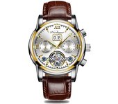 Boda berenjena nuevo impermeable multifunción reloj mecánico automático para hombres reloj luminoso hueco calendario de acero inoxidable para hombres con