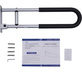 Folding Hinged Handicap Grab Bars Rails Toilet Handrails Bathroom Steel Support Safety Rail w/ Foam