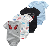 4Pieces New Born Bodysuit Print Cotton Baby Boy Clothes Short Sleeve Romper Baby Girl Clothes Cartoon 0-12M Bebes