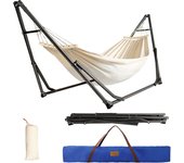 Hamaca con Soporte Plegable para Jardín Patio Trasero Playa Mochileros, Multicolor,255cm,Carga MAX 120kg