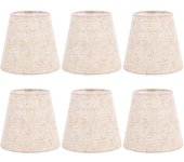 Small Lamp Shade Clip on Bulb Set of 6 for Candelabra Bulbs, Barrel Fabric Lampshade for Table Chandelier Wall Lamp