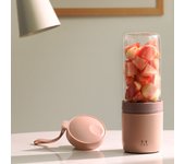 350 ml Blender, USB Portable Blender, Mini Blender with 4 Blades for Baby Food, Travel, Gym, 2000 mAh8*8*23cm Beige