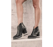 Botas de tobillo para mujer Zapatos de cuero de tacón bajo Diseño bordado Botas cortas suaves Zapatos de fiesta para mujer
