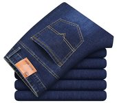 Men's casual new jeans business straight leg mobile denim mid waist zipper medium size