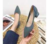 Women's thick high-heeled single point lace up, breathable high heels for spring and autumn