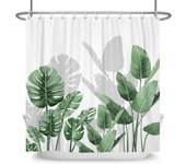 Green Plant Leaf Vines Flowers Shower Print Modern Nordic Minimalist Polyster Home Decor Bathroom Curtain with Hooks