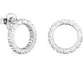 Pendientes de oso redondos de plata auténtica mediana