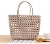 Women's Shopping Basket PVC Woven Hand Bag Carrying Colorful Waterproof Beach Bag Plastic Storage Basket Daily Necessities Bags