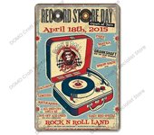 Retro Poster Tin Signs CD Radio Guitar Singer Vintage Metal Plate Wall Decor Music Party Bar Club Living Room